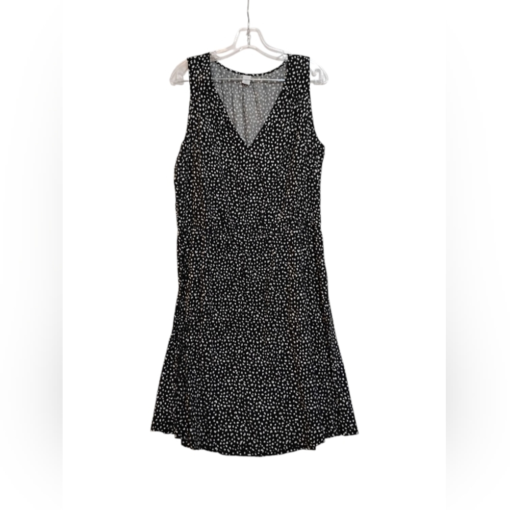 Old Navy Elegant Black White Polka Dot Dress Fit&Flare V-Neck Sleeveless XL Tall